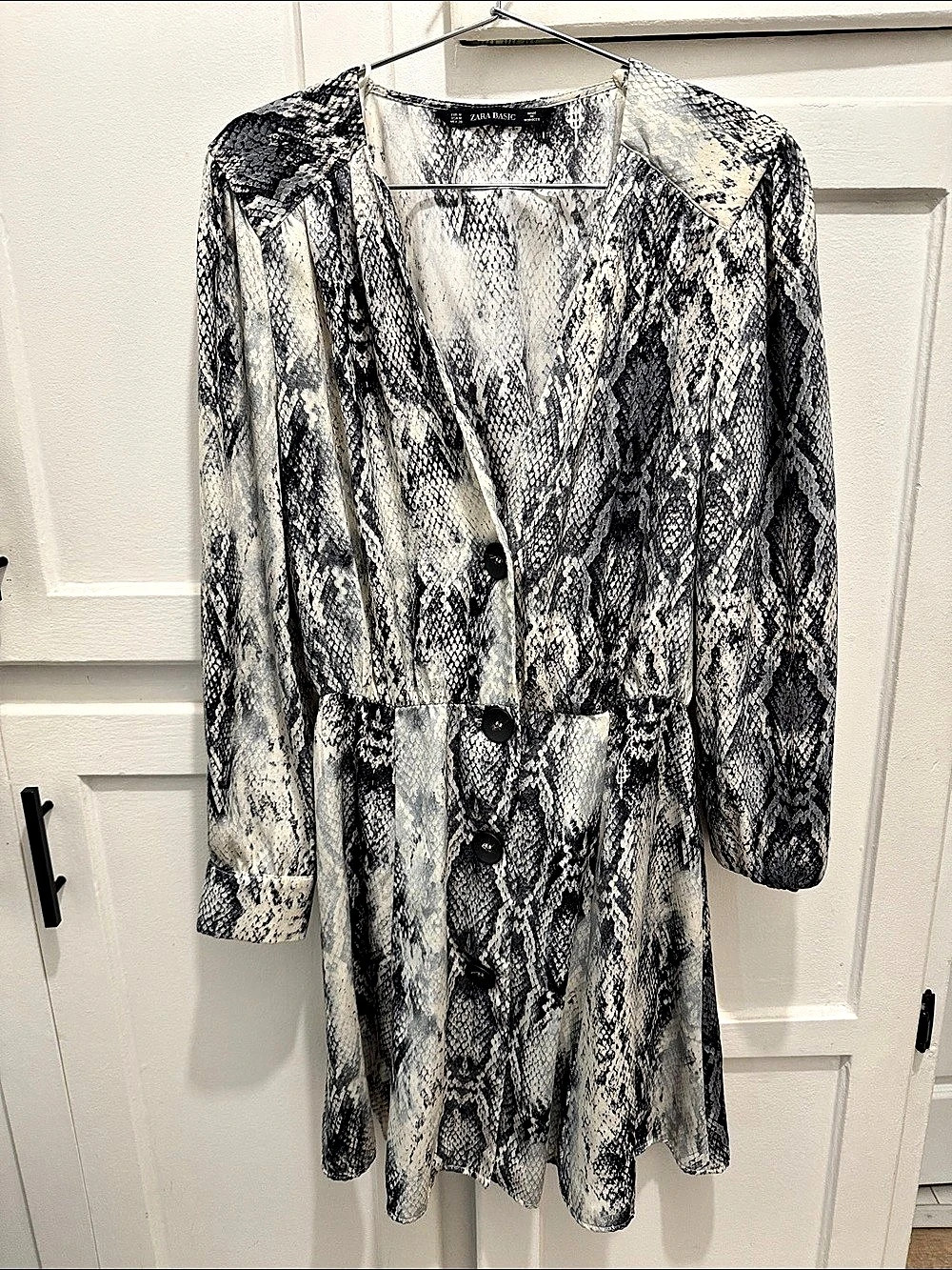 Zara Snake Print Button Front Midi Dress Size Medium